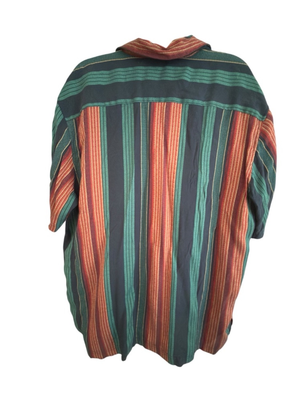 Men’s XL Striped Button Up Caribbean Short Sleeve Shirt - Picture 3 of 5